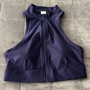 Fabletics Navy Blue Zip-Up Sports Bra, size Medium